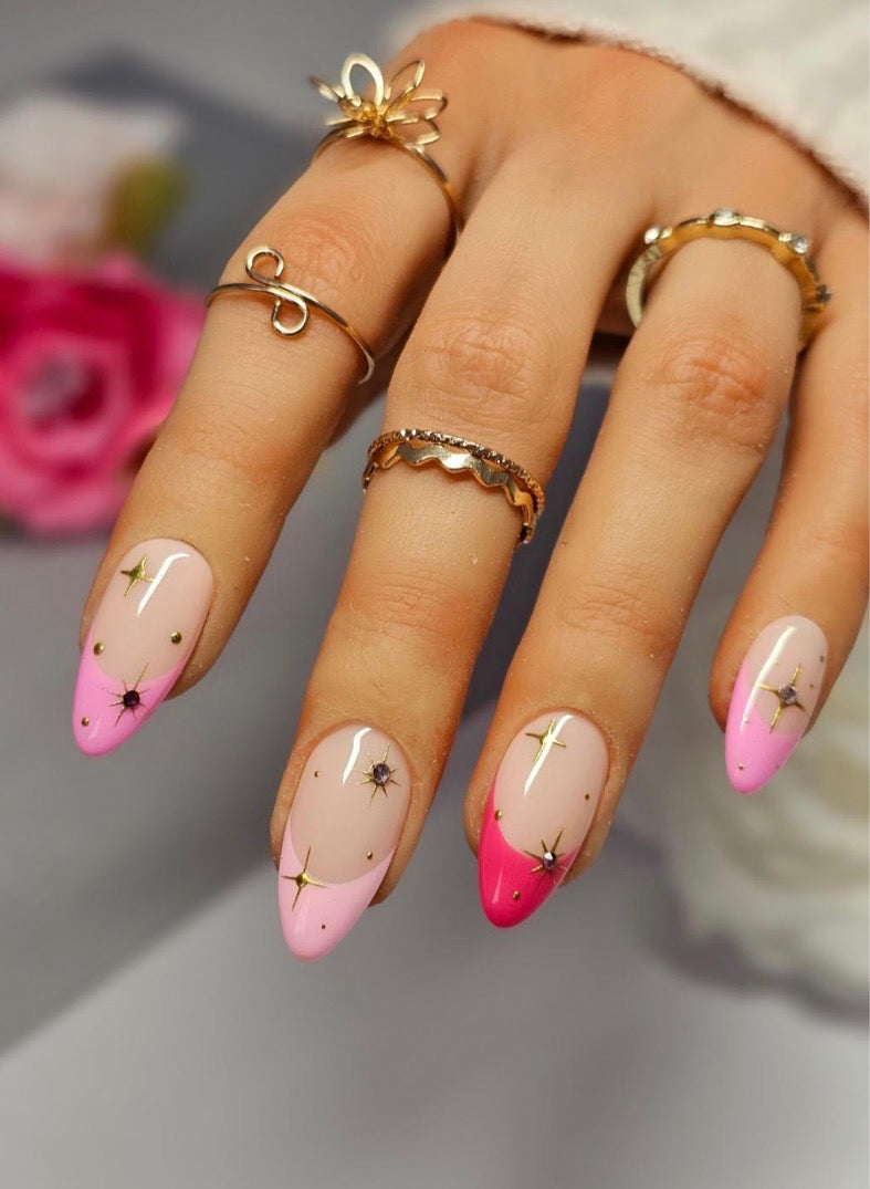 Pink Starburst French Press-On Nails