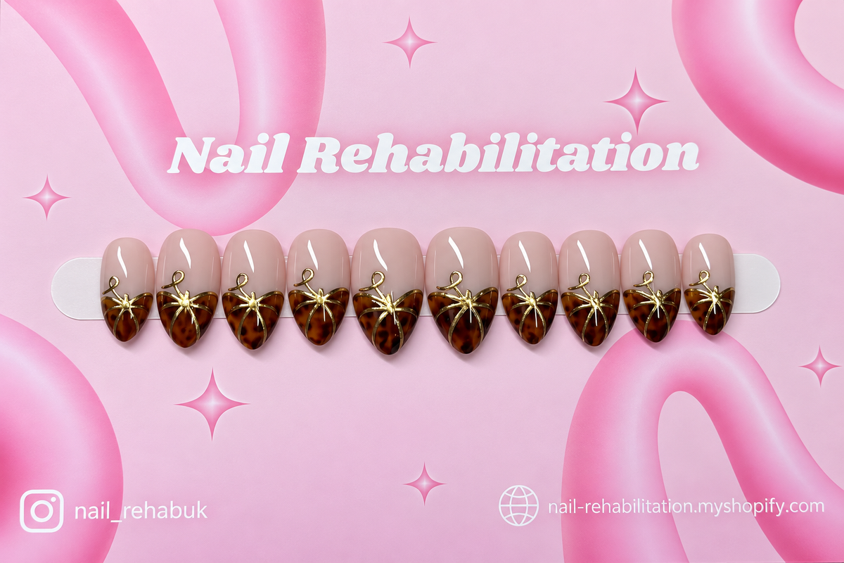 Golden Tortie French Press-On Nails