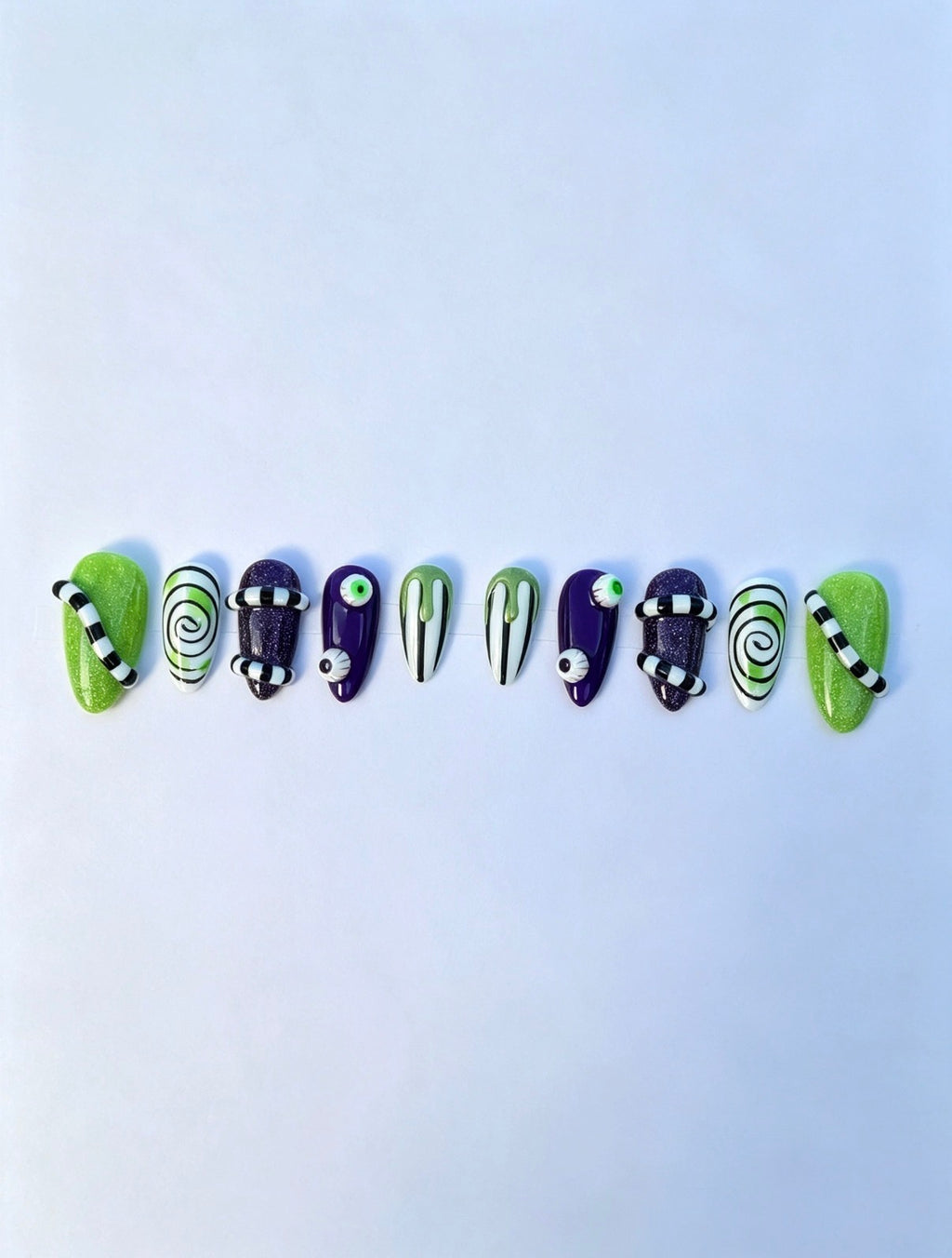 Beetlejuice Inspired Press-On Nails
