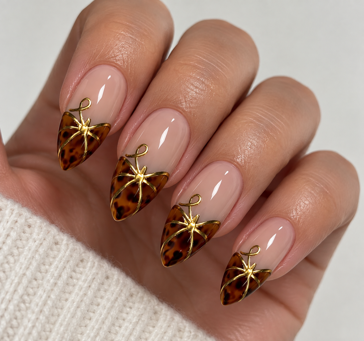 Golden Tortie French Press-On Nails