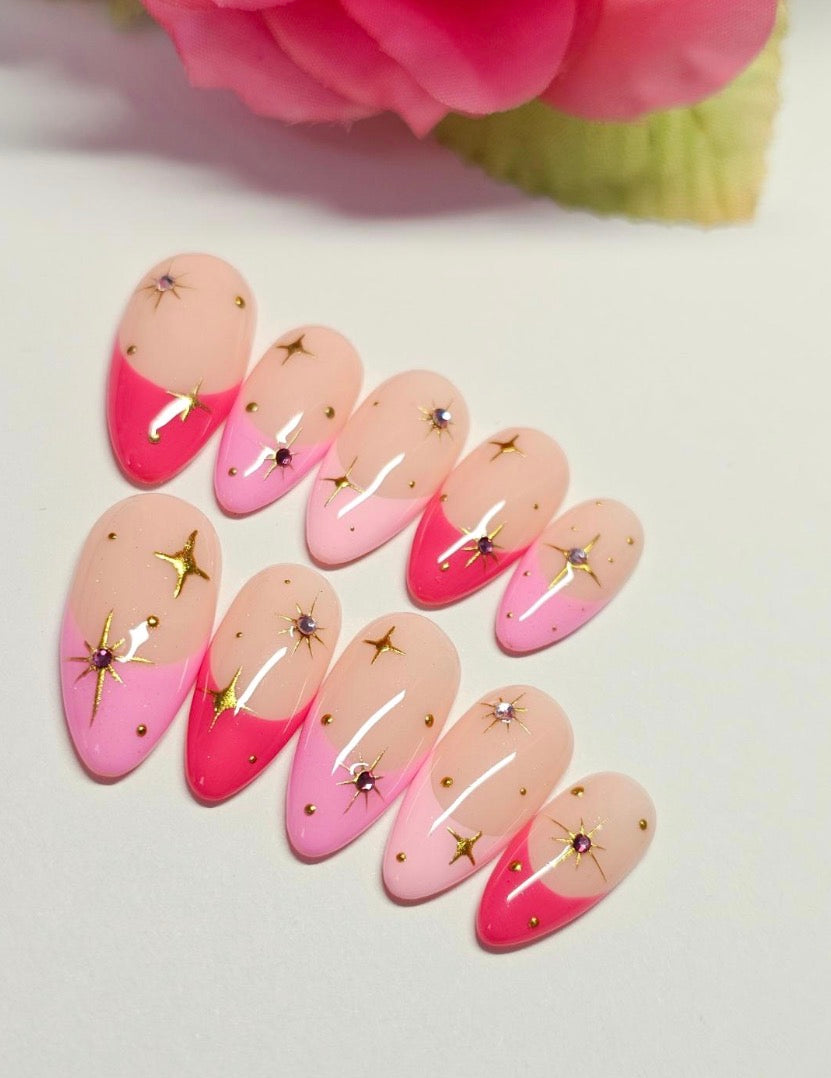 Pink Starburst French Press-On Nails