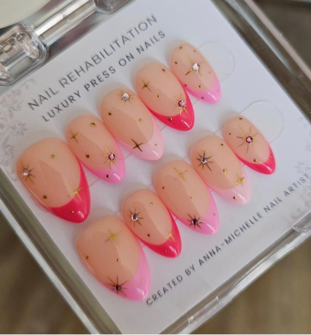 Pink Starburst French Press-On Nails