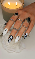 Black & White 3D Ghost Press-On Nails