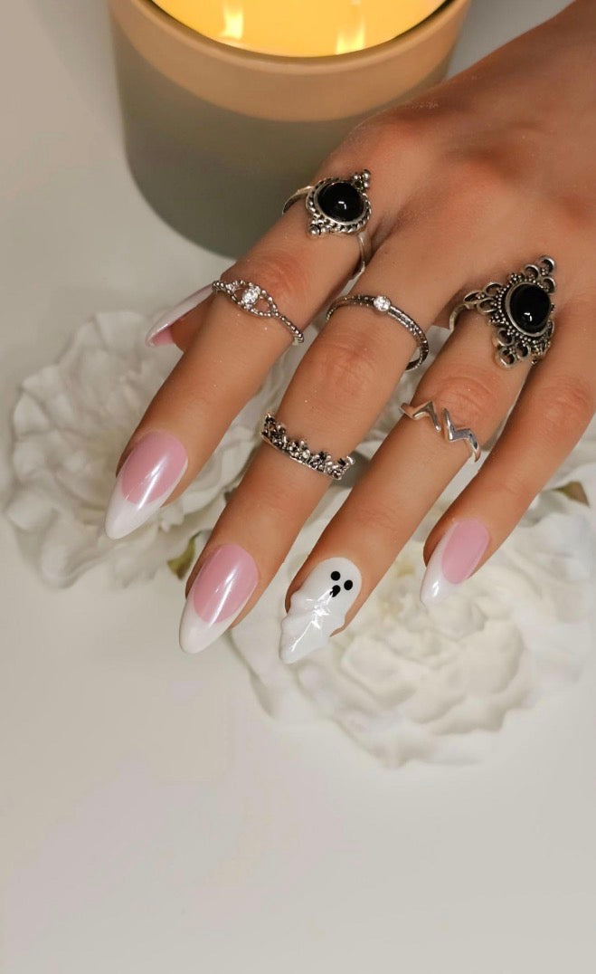 Pink French Ghost Press-On Nails