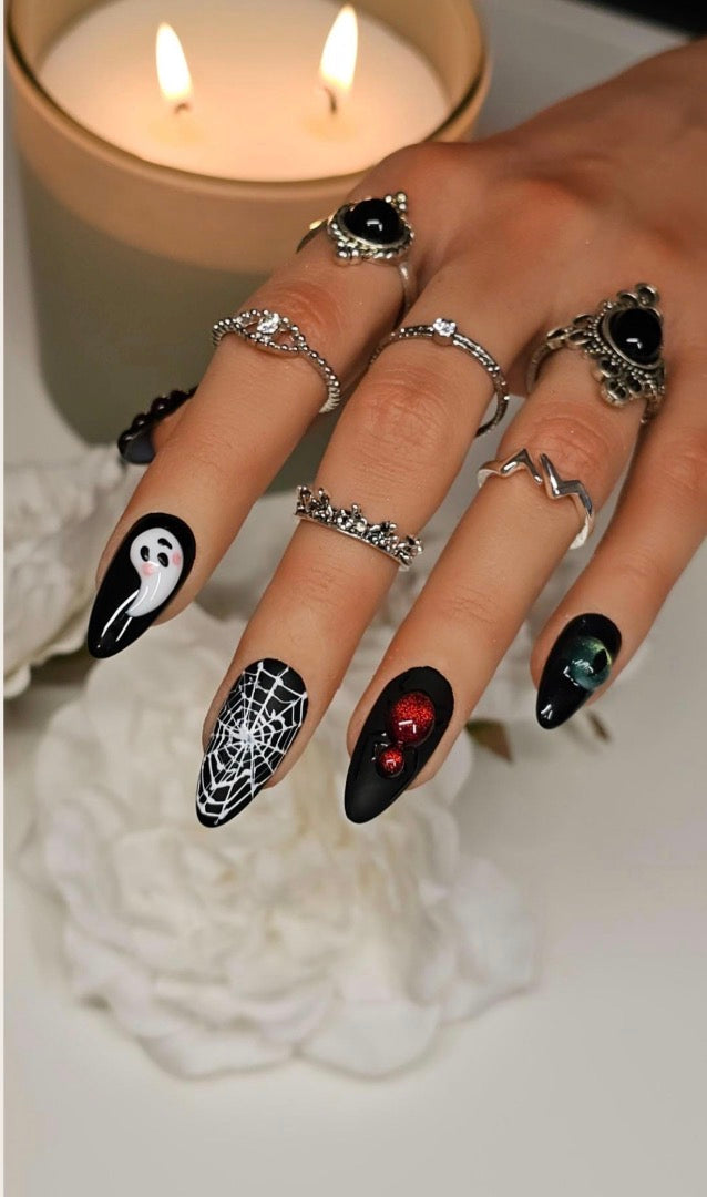Black Spooky 3D Press-On Nails