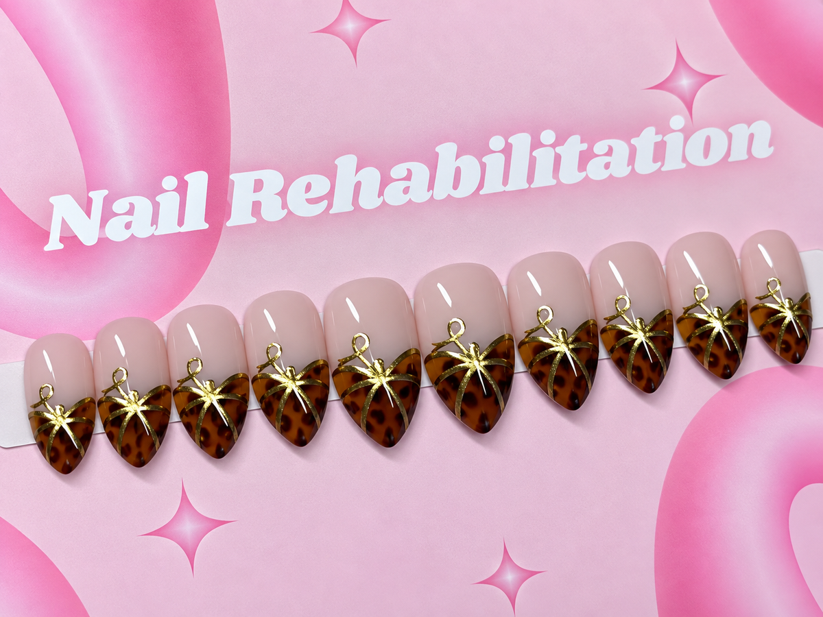 Golden Tortie French Press-On Nails