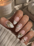 White & Gold Spooky Press-On Nails